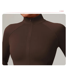 Jaqueta Fitness com Zíper Frontal e Gola Alta