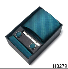 Conjunto Gravata de Seda Jacquard Verde Água Sparka