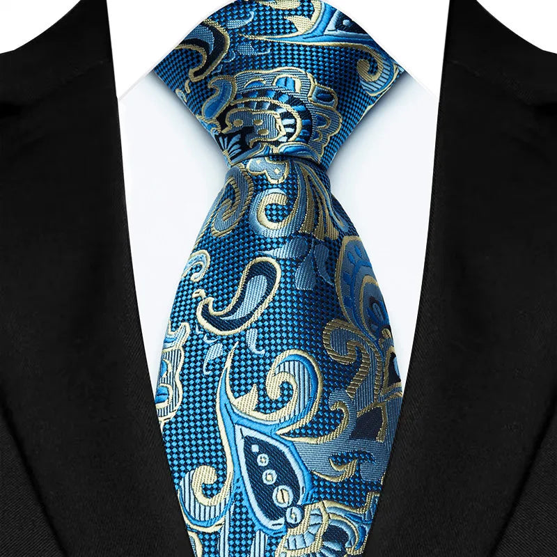 Gravata Masculina com Design Floral e Geométrico