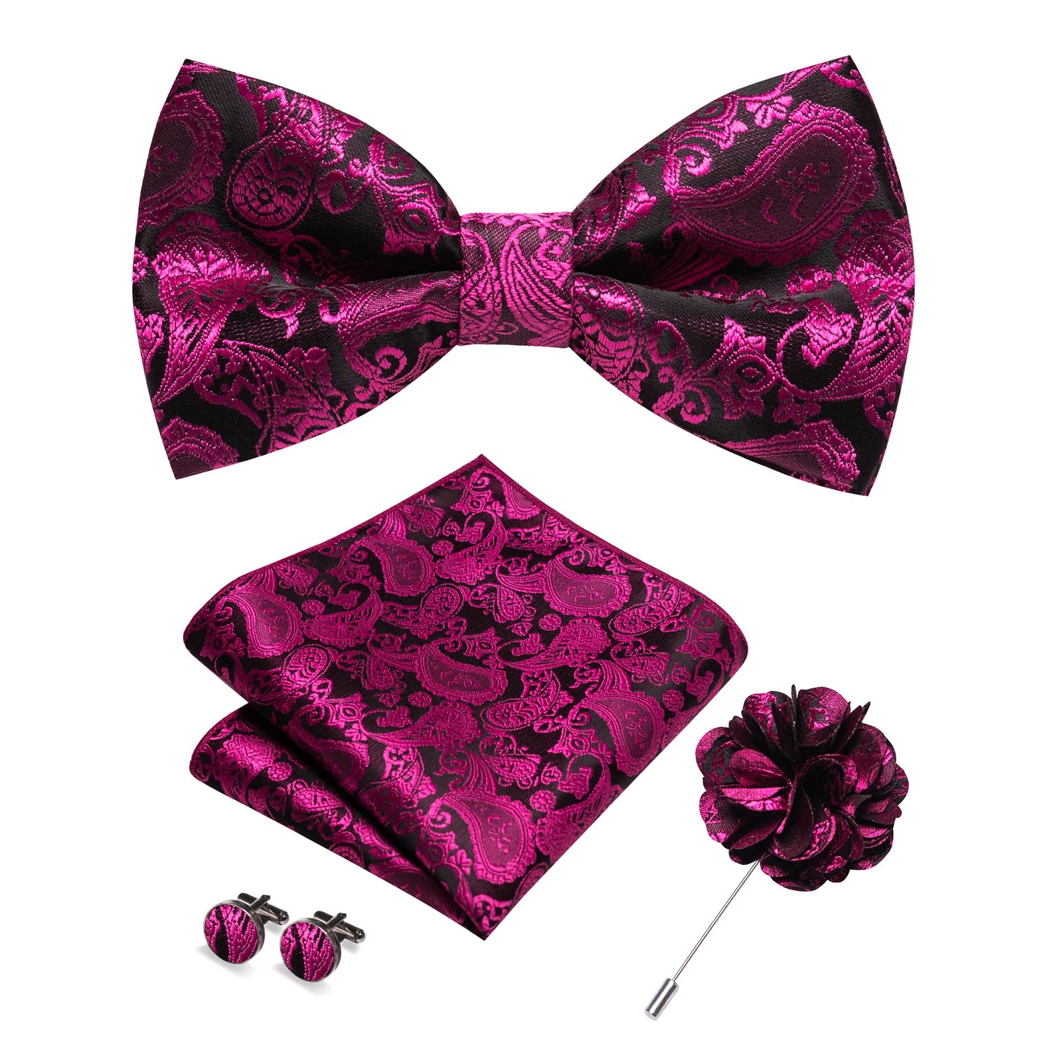 Gravata Borboleta Paisley com Broche + Lenço de Bolso