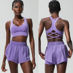 Conjunto Fitness com Top Cruzado nas Costas e Short Soltinho