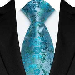 Gravata Masculina com Design Floral e Geométrico