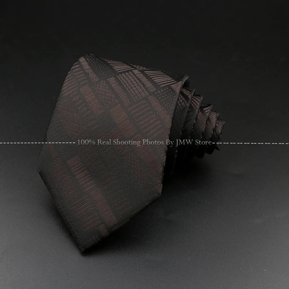 Gravata Jacquard Marrom Escuro Geométrica
