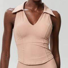 Blusa Fitness Gola Polo com Recorte Nadador