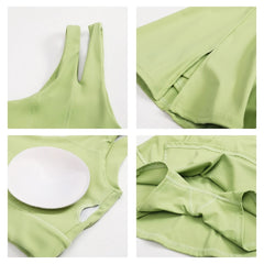 Conjunto Fitness Ombro Único com Saia Shorts