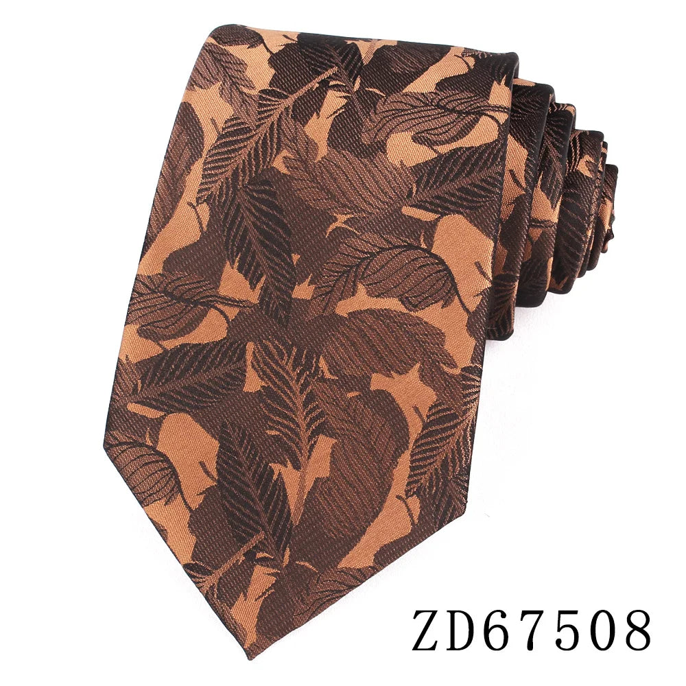 Gravata Slim Floral Marrom Clássica para Casamento