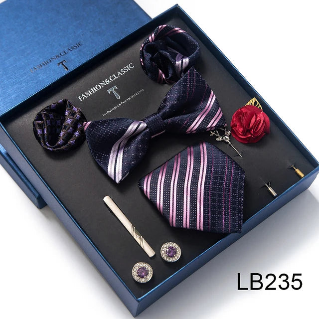Gravata Borboleta Paisley com Broche e Abotoaduras