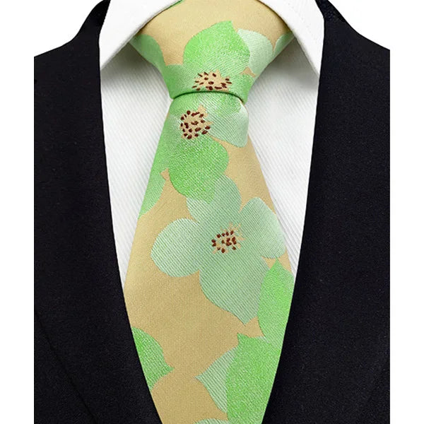 Gravata Masculina com Design Floral e Geométrico
