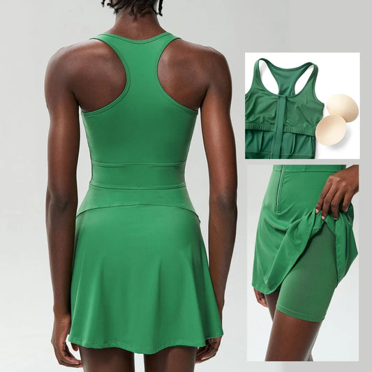 Vestido Esportivo com Shorts Interno e Alças Nadador