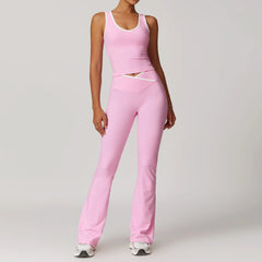 Conjunto Fitness com Top Nadador e Short ou Calça Flare