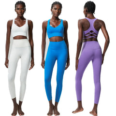 Conjunto Fitness com Top Vazado nas Costas e Legging Modeladora