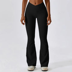 Calça Flare Fitness com Cintura Alta em V