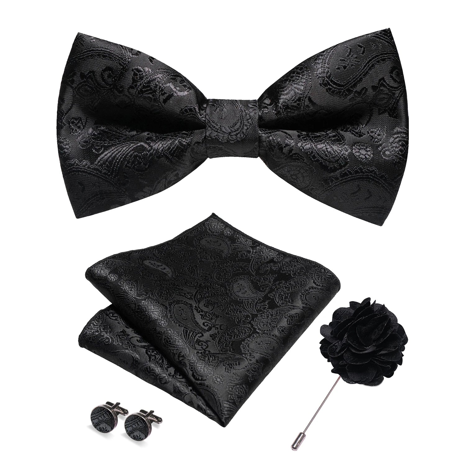 Gravata Borboleta Paisley com Broche + Lenço de Bolso