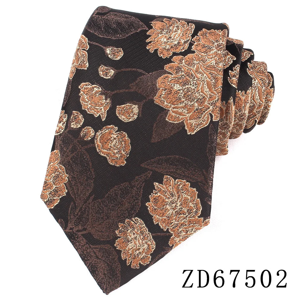 Gravata Slim Floral Marrom Clássica para Casamento