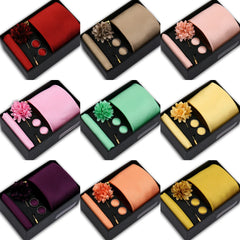 Gravata Masculina Luxo Lisa com Acessórios