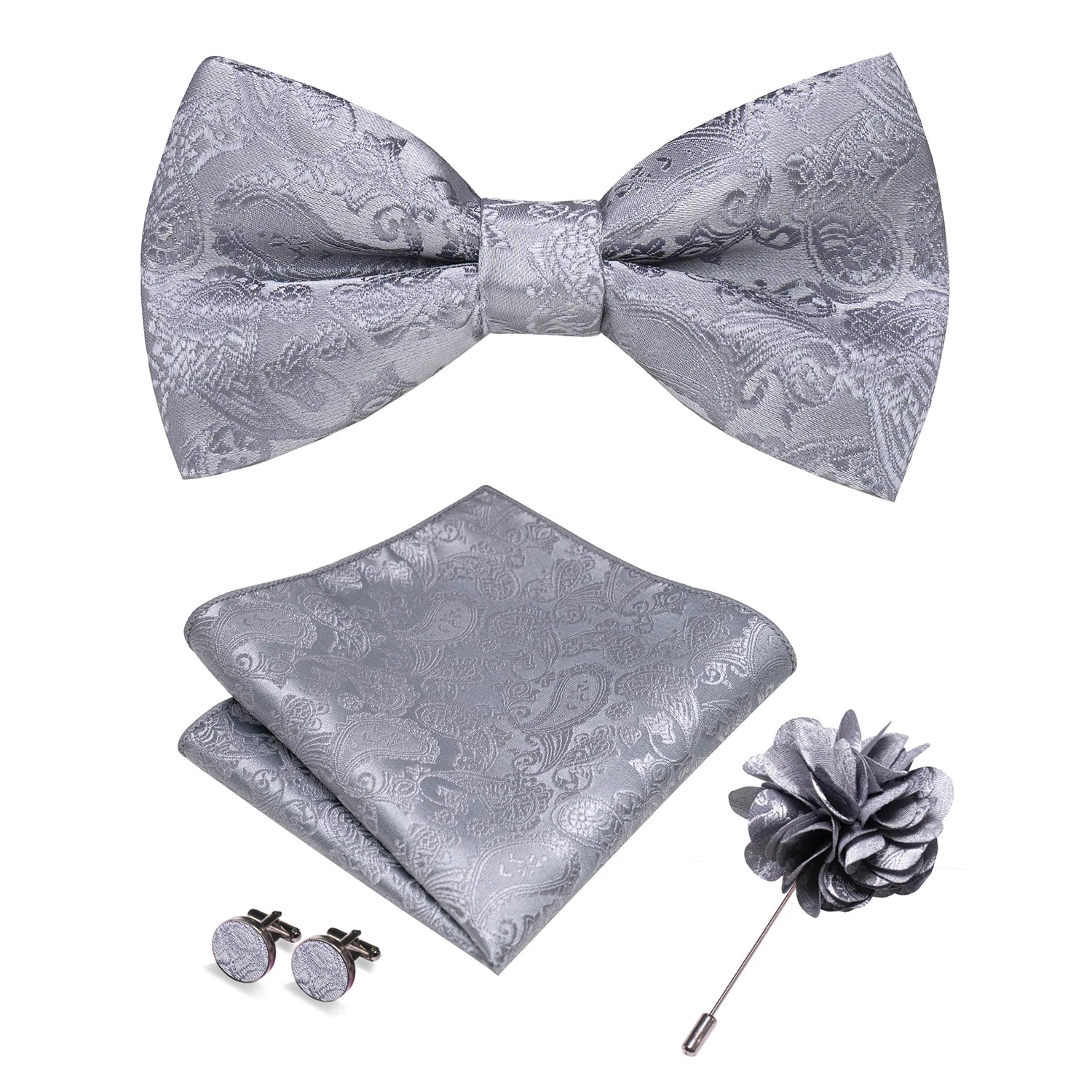 Gravata Borboleta Paisley com Broche + Lenço de Bolso