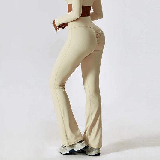 Calça Fitness Flare com Cós Alto e Recorte Estratégico