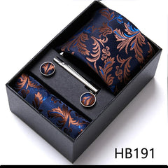 Conjunto de Gravata  Paisley Azul Marinho com Cobre