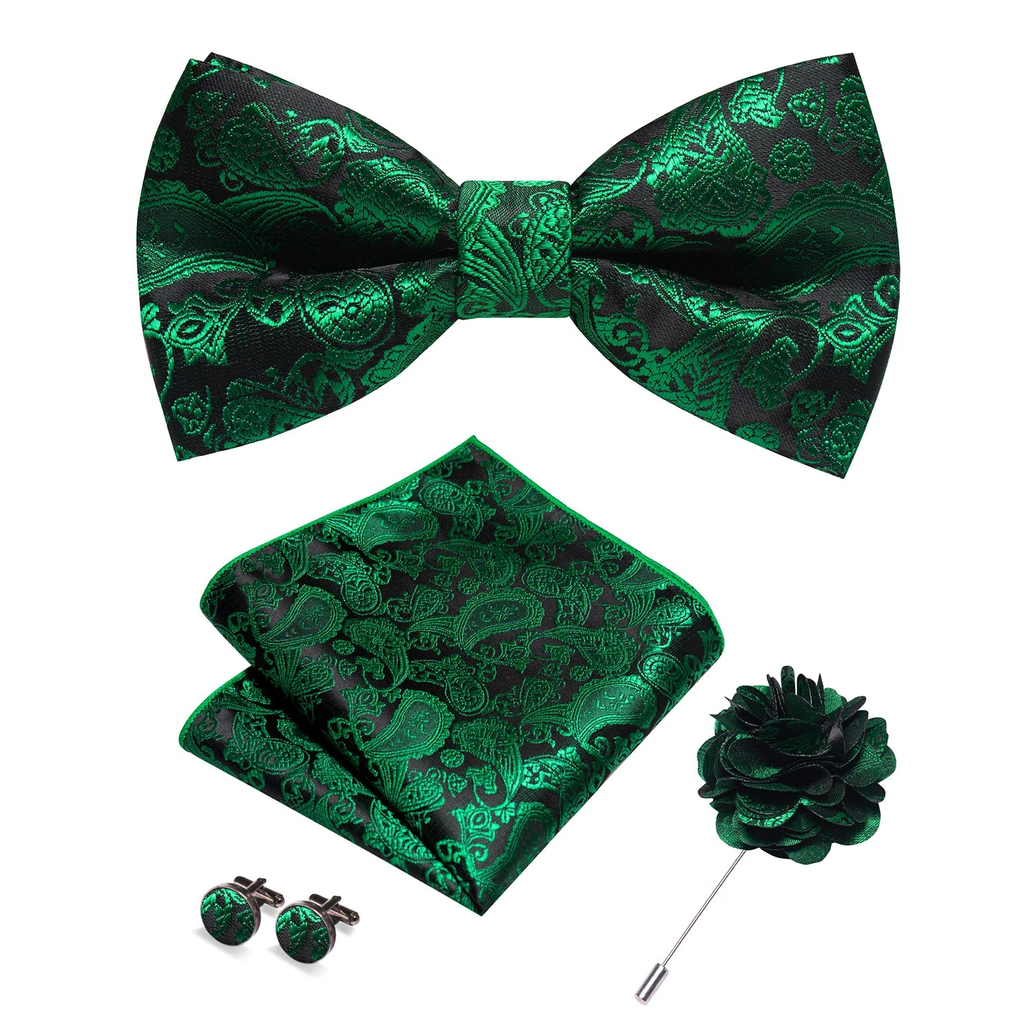 Gravata Borboleta Paisley com Broche + Lenço de Bolso
