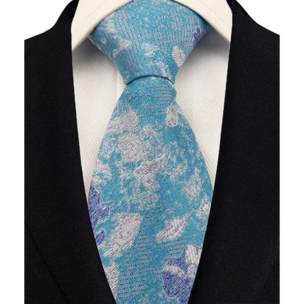 Gravata Masculina com Design Floral e Geométrico
