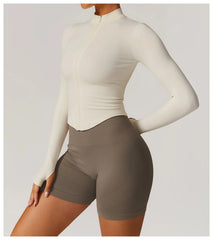 Blusa Fitness com Zíper Frontal e Manga Longa