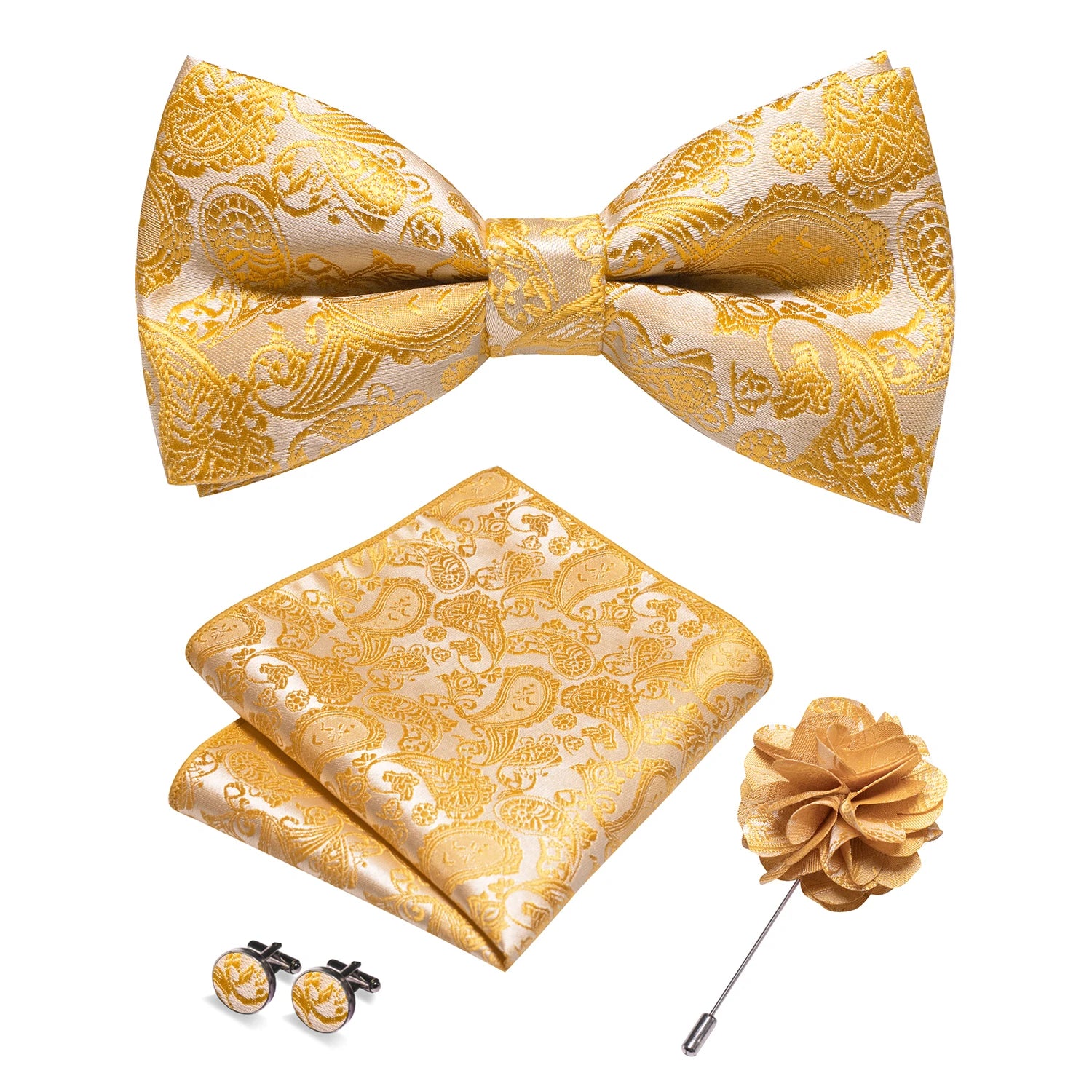 Gravata Borboleta Paisley com Broche + Lenço de Bolso