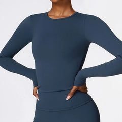 Cropped Fitness Manga Longa com Tecido de Alta Elasticidade
