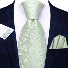 Gravata de Seda com Estampa Paisley Verde