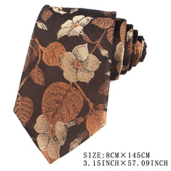 Gravata Slim Floral Marrom Clássica para Casamento