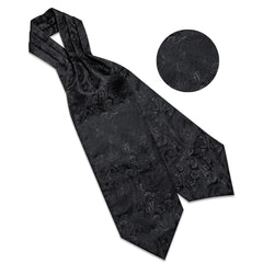 Gravata Ascot Jacquard com Lenço, Broche e Abotoaduras