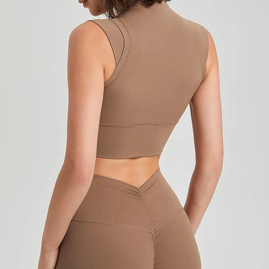 Cropped Fitness Regata Canelado – Gola Alta e Cintura Marcada