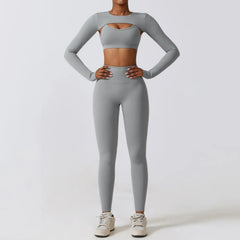 Conjunto Fitness com Top Vazado e Legging Cintura Alta