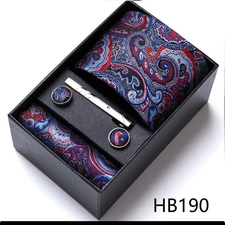 Conjunto de Gravata Paisley Vinho Azul