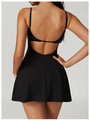 Vestido Casual com Alças Finas e Saia Solta