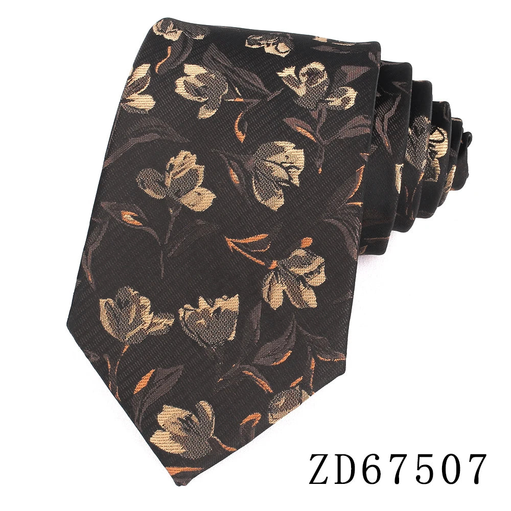 Gravata Slim Floral Marrom Clássica para Casamento