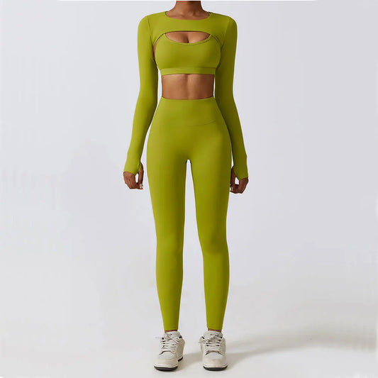 Conjunto Fitness com Top Vazado e Legging Cintura Alta