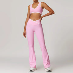 Conjunto Fitness com Top Nadador e Short ou Calça Flare