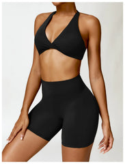 Conjunto Fitness com Top de Um Ombro e Short Cintura Alta