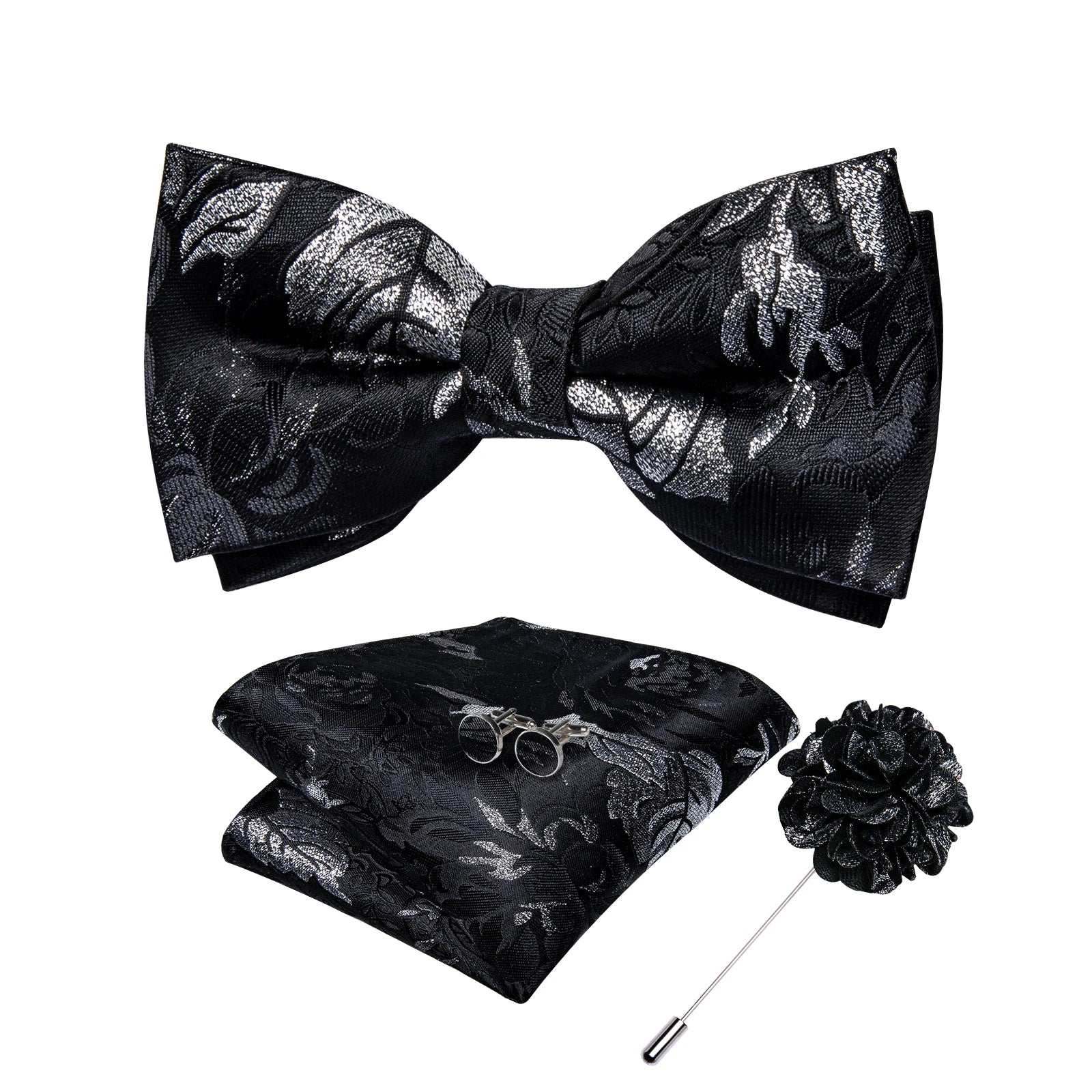 Gravata Borboleta Paisley com Lenço e Abotoaduras