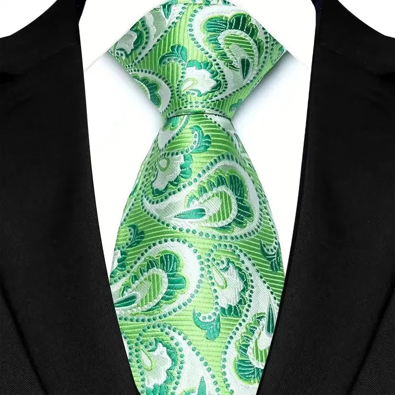 Gravata Masculina com Design Floral e Geométrico