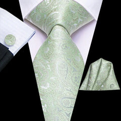 Gravata de Seda com Estampa Paisley Verde