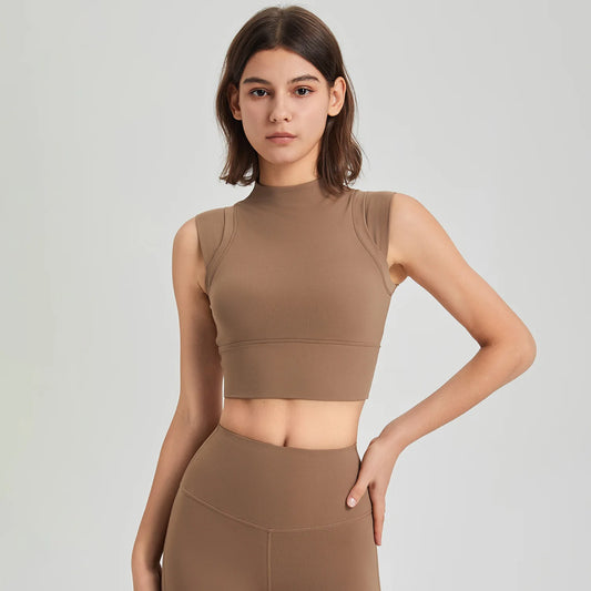 Cropped Fitness Regata Canelado – Gola Alta e Cintura Marcada