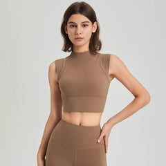 Cropped Fitness Regata Canelado – Gola Alta e Cintura Marcada