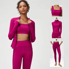Conjunto Fitness 3 Peças com Jaqueta, Top e Legging