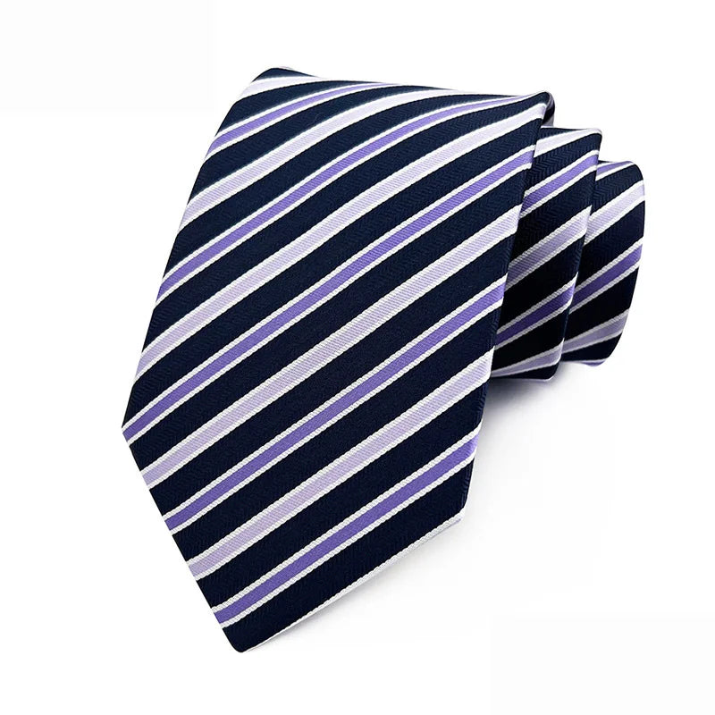 Gravata Listrada Azul Marinho e Branco Sparka SK029