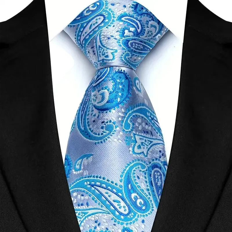 Gravata Masculina com Design Floral e Geométrico