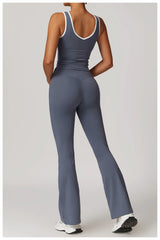 Conjunto Fitness com Top Nadador e Short ou Calça Flare