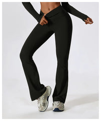 Calça Fitness Flare com Cós Alto e Recorte Estratégico