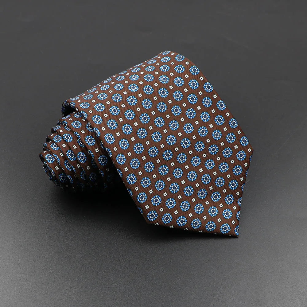Gravata Micro Figuras Marrom Azul Sparka
