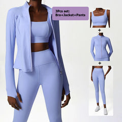 Kit Esportivo Feminino com Top, Legging e Casaco